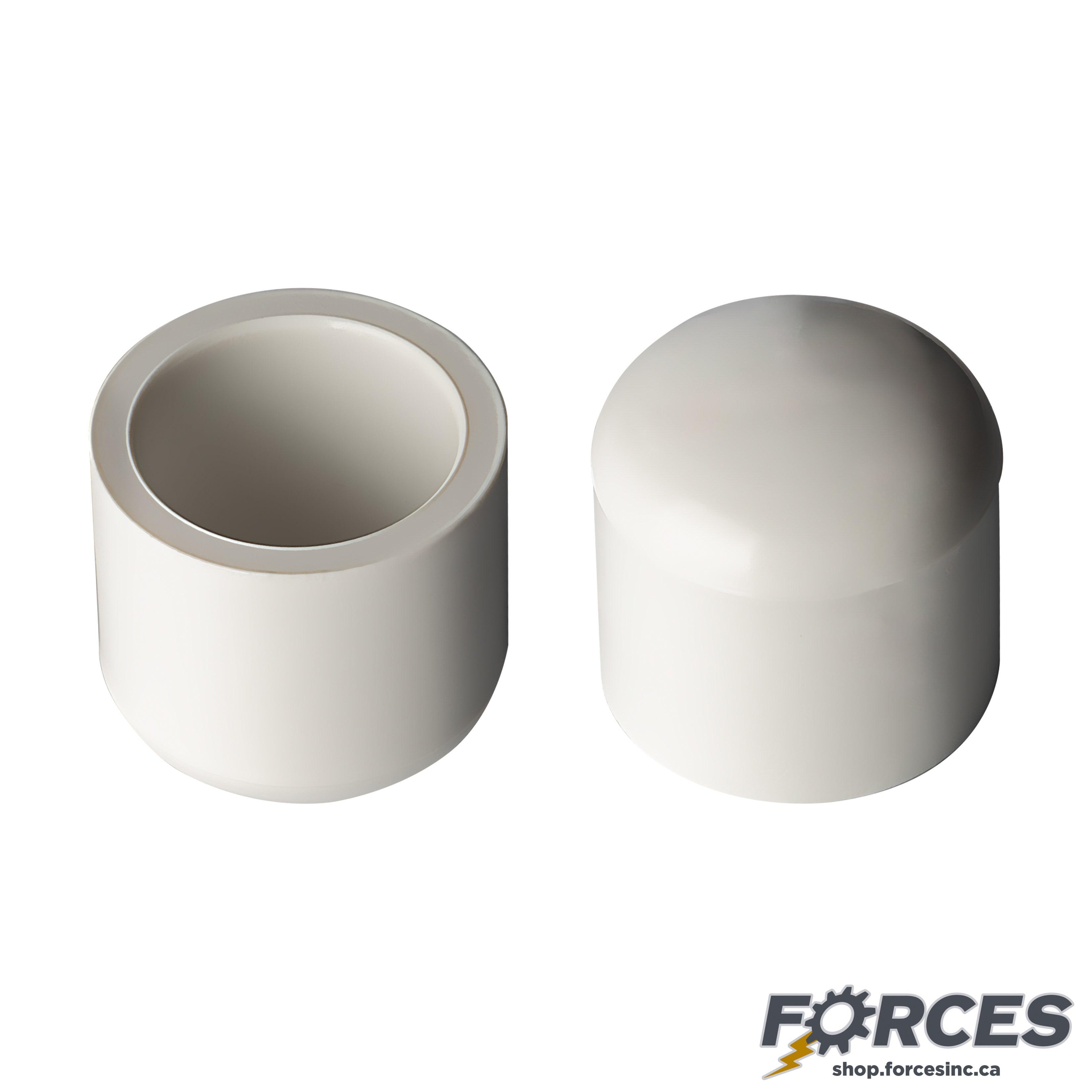 4" Cap (Socket) Sch 40 - PVC white | 447040W - Forces Inc