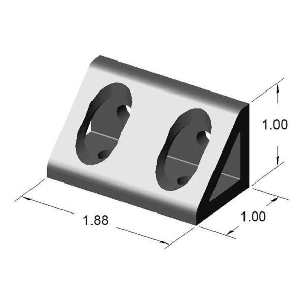 4 Hole Inside Corner Gusset 1" x 1" x 1-7/8" | 10 Series Aluminum T-Slot - Forces Inc
