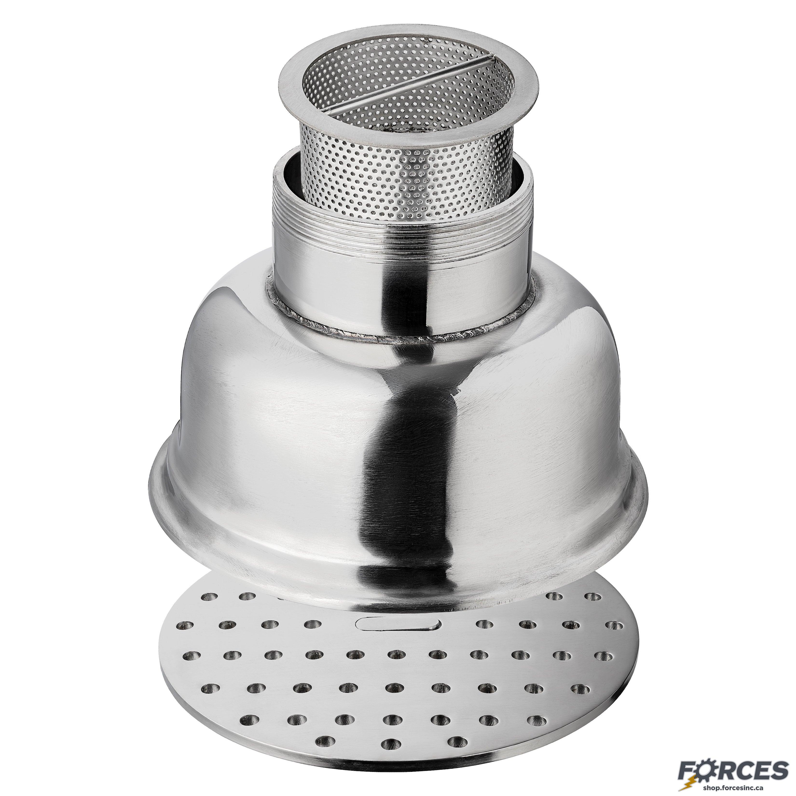 4" Top Holed Plate Floor Drain NPT (M) - SS304 - Forces Inc