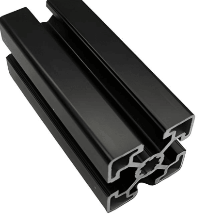 45mm x 45mm Black Smooth T-Slotted Aluminum Extrusion - 1ft Bar - Forces Inc