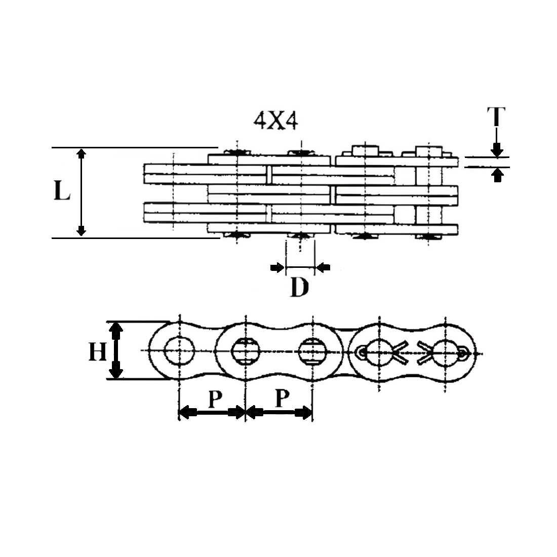 BL844 | Leaf Chain 4 x 4 Lacing 1" Pitch - 10ft Box