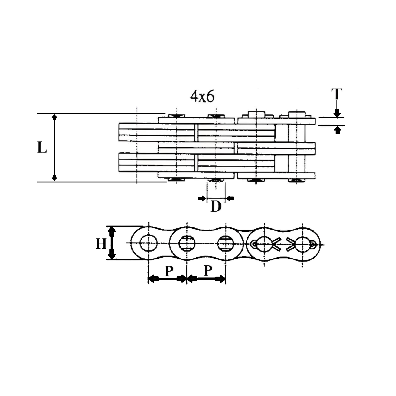 BL846 | Leaf Chain Link 4 x 6 Lacing 1" Pitch