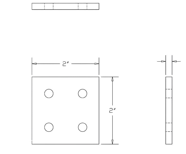 4 Hole Joining Plate 2" x 2" x 3/16" | 10 Series Aluminum T-Slot