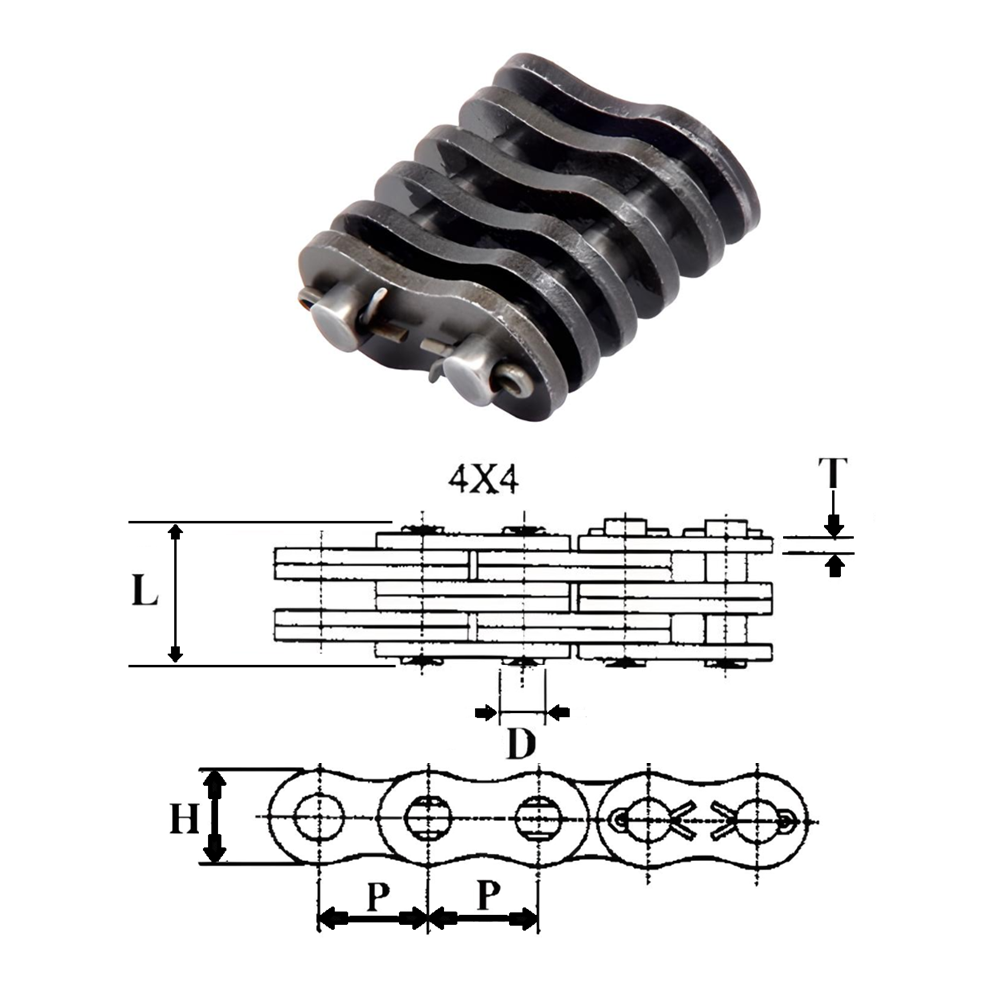 AL1044 | Leaf Chain Link 4 x 4 Lacing 1.25" Pitch