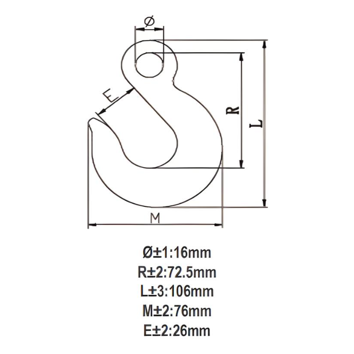 5/16" Eye Slip Hook (3900 lbs) - Steel Blue