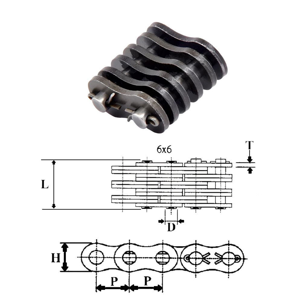 BL666 | Leaf Chain Link 6 x 6 Lacing 0.75" Pitch