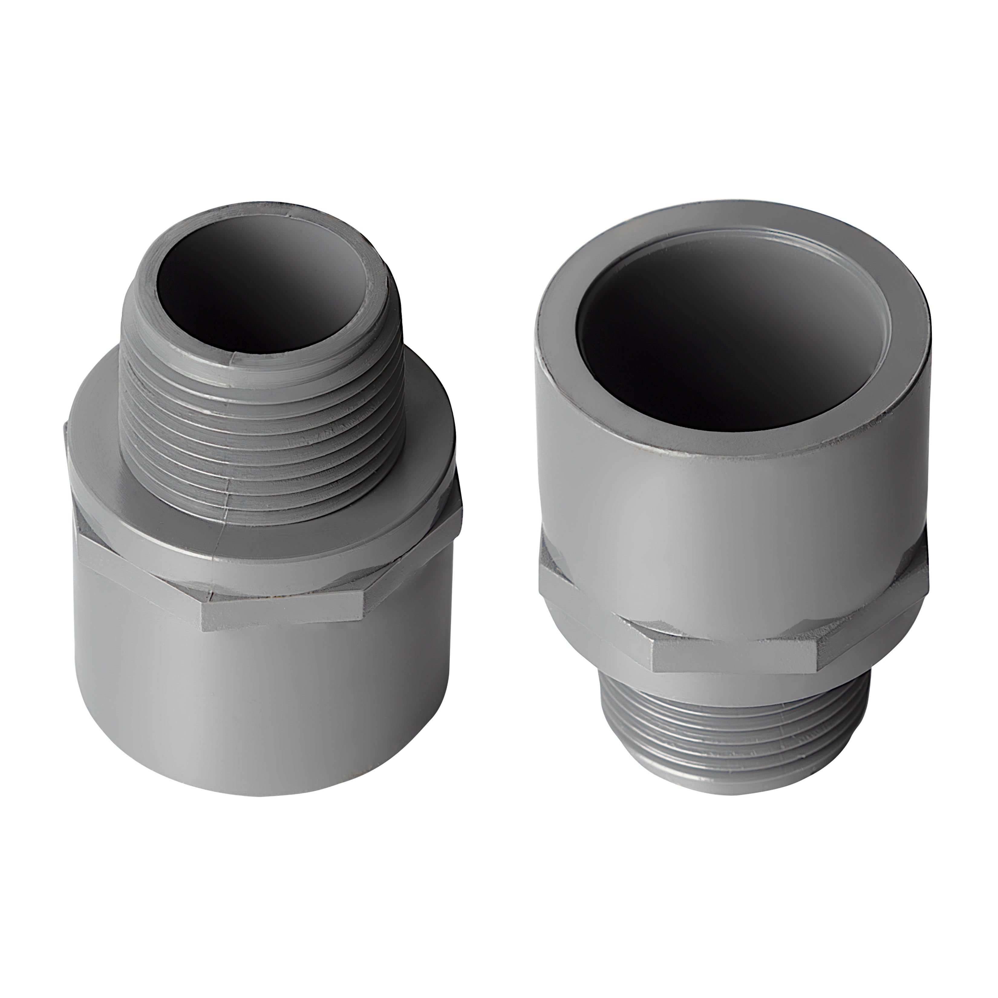 Soc X Thread Example PVC Male Adapter (SOC x MPT) Sch 80 - Grey