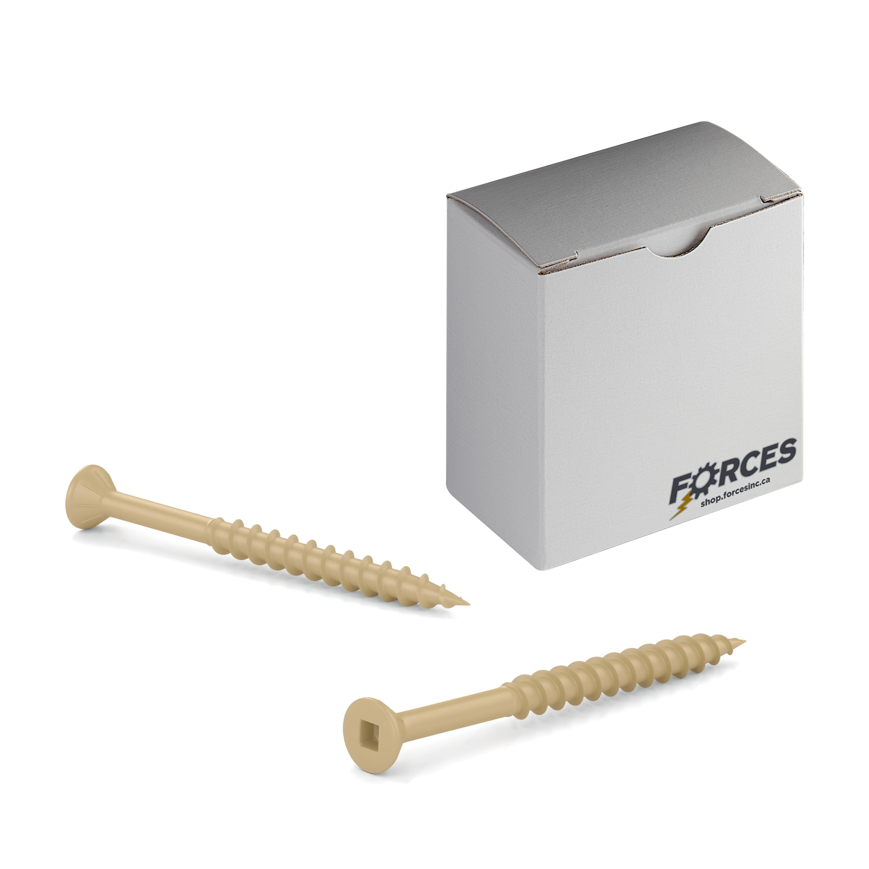 #6 x 1-1/2" Deck Screws Flat Head W/ Nibs ACQ Tan Ceramic Finish