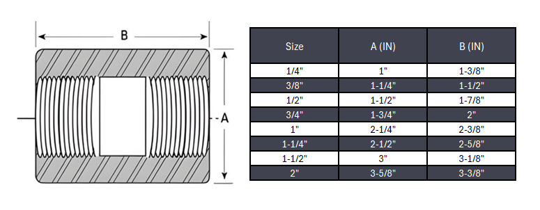 Full Coupling NPT #6000 - SS 316/316L