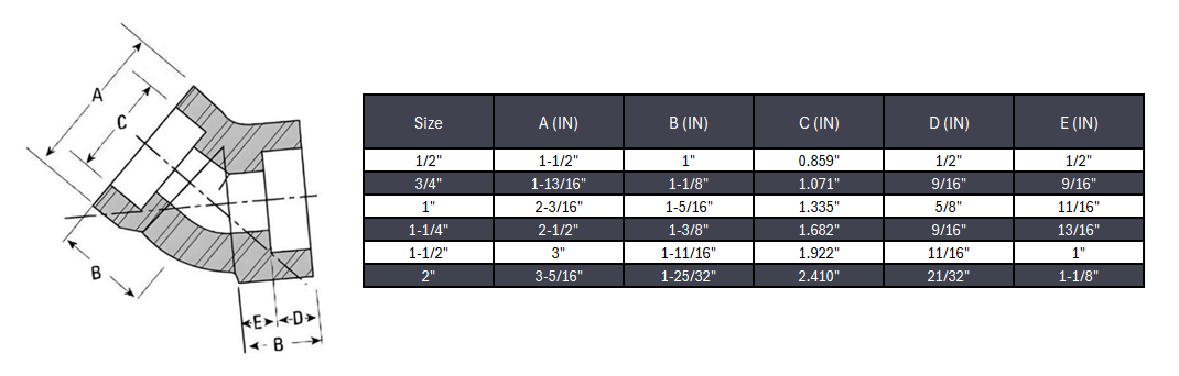 Elbow 45° Socket Weld #6000 - SS 316/316L