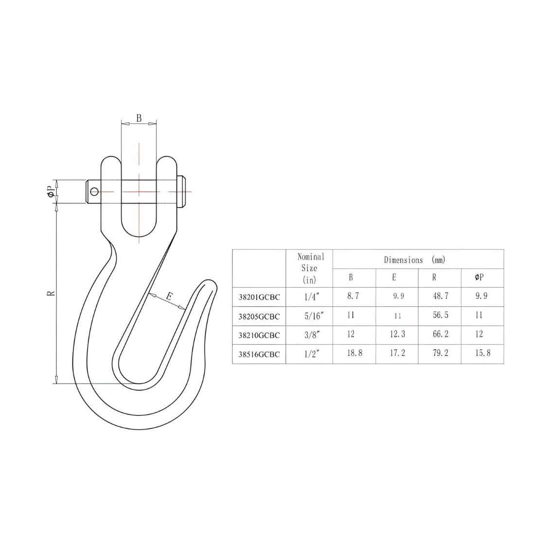 1/4" Clevis Grab Hook (3500 lbs) - Steel Gold Chromate