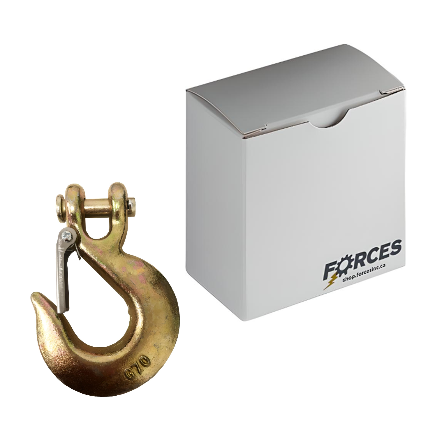1/4" Clevis Slip Hook with Latch (2750 lbs) - Steel Gold Chromate