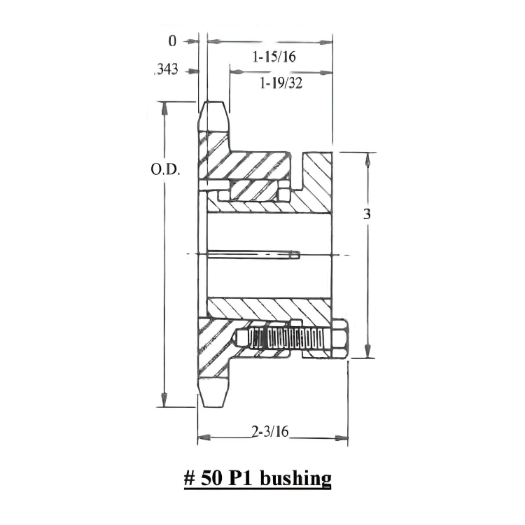 50P16 Split Taper Bushed Sprocket | 50P16H