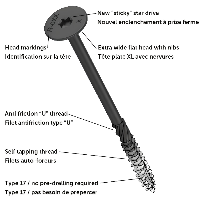 5/16" x 6" Black PWR Drive STR - Structural Framing Screw