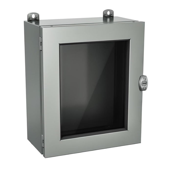 Windowed JIC Enclosure 8" x 10" x 4" NEMA 4-12/IP66 - Powder Coated Steel