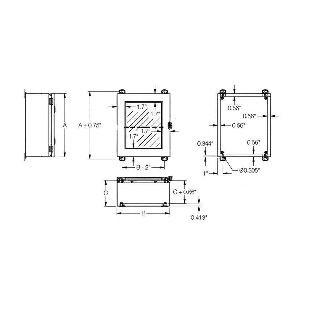 Windowed JIC Enclosure 8" x 10" x 4" NEMA 4-12/IP66 - Powder Coated Steel