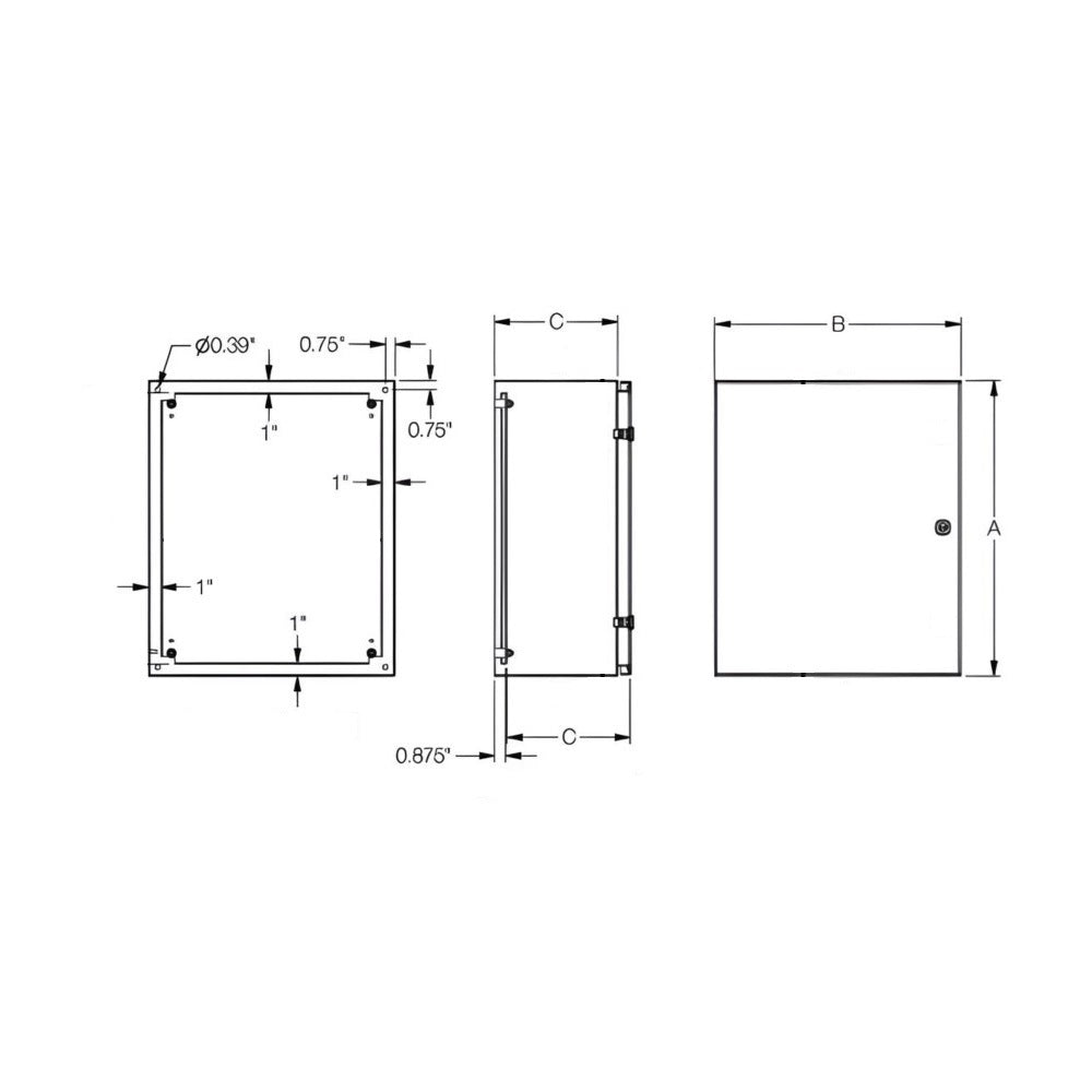 Enclosure 16" x 20" x 8" NEMA 4X-12/IP66 - Stainless Steel 304