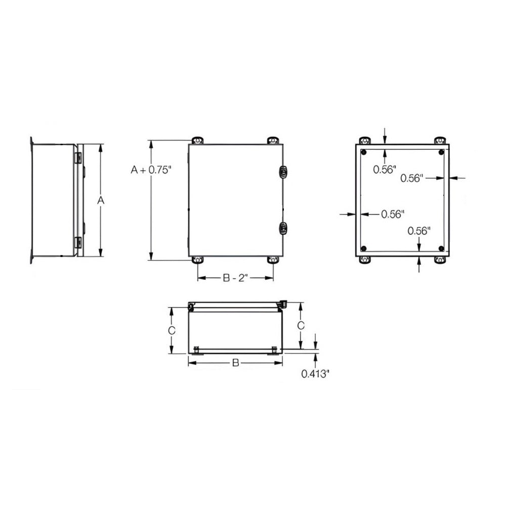 JIC Enclosure 12" x 6" x 4" NEMA 4X-12/IP66 - Stainless Steel 304