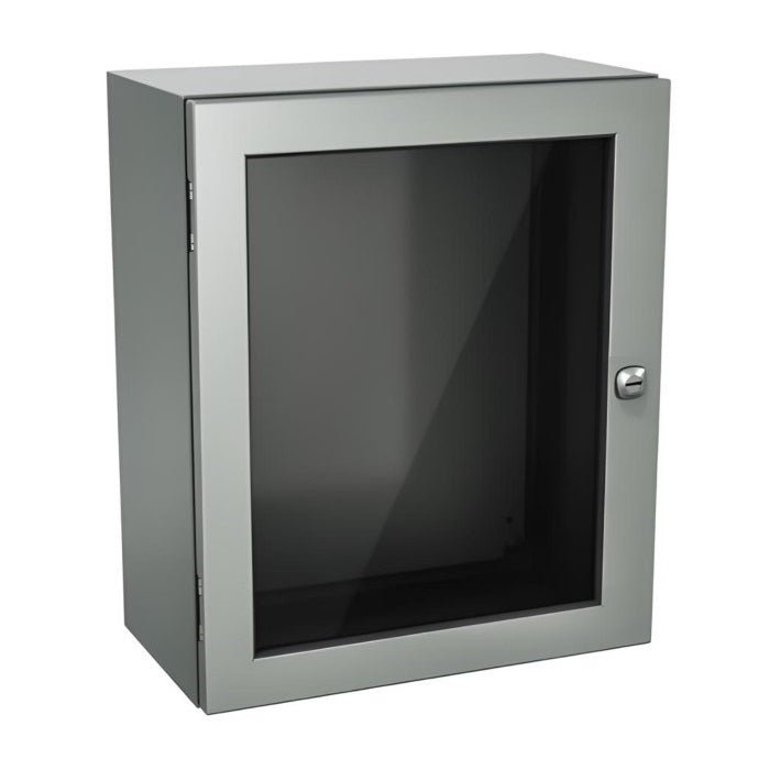 Windowed Enclosure 16" x 12" x 6" NEMA 4-12/IP66 - Powder Coated Steel