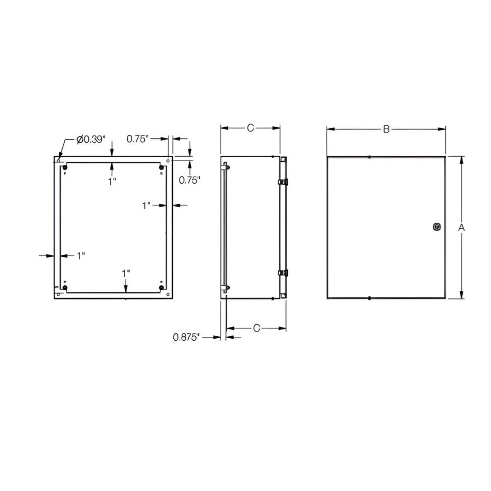 Windowed Enclosure 16" x 12" x 6" NEMA 4-12/IP66 - Powder Coated Steel