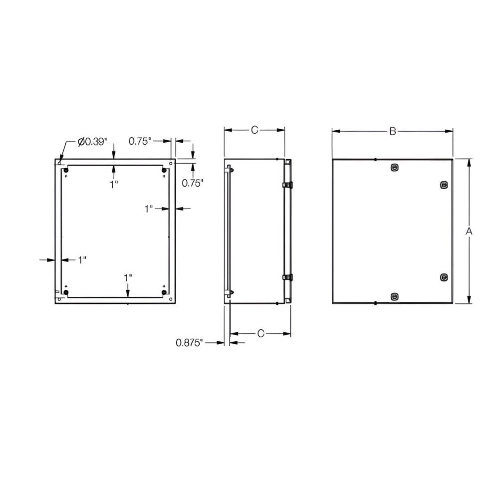 Windowed Enclosure 36" x 36" x 8" NEMA 4-12/IP66 - Powder Coated Steel