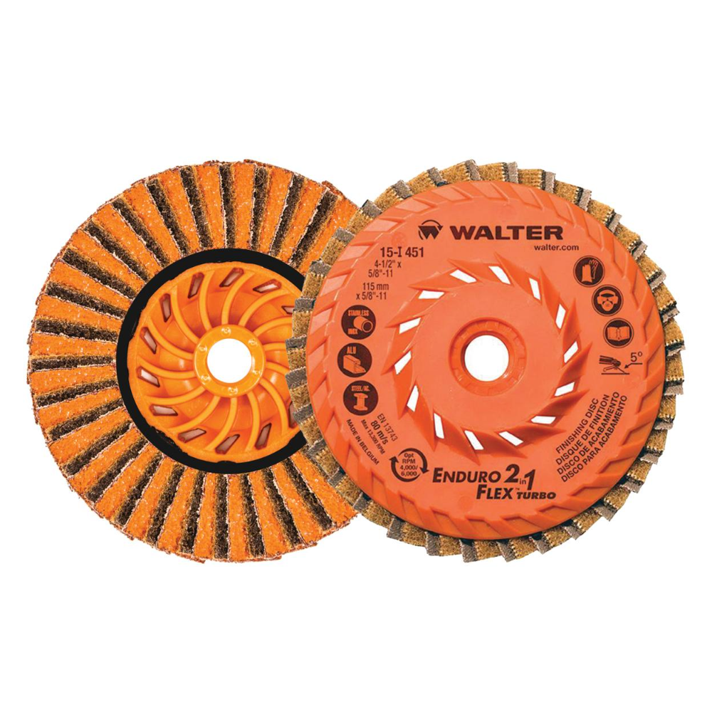 15I501 | ENDURO-FLEX 2-IN-1™ TURBO Flap Disc 5", 5/8"-11 Arbor, 80 Grit, Type 27S