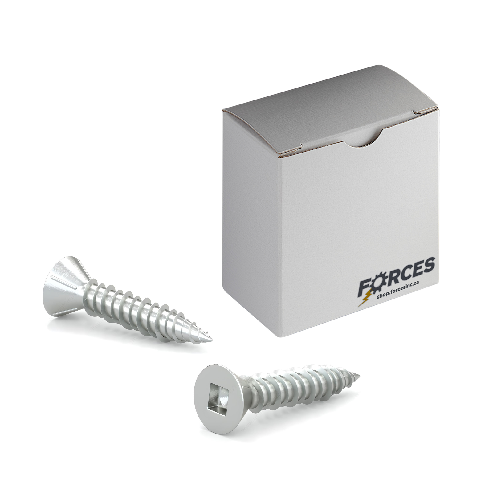 #8 x 3/4" Wood Screws Flat Head W/ Nibs Square Drive Hi-Low Thread Regular Point Zinc