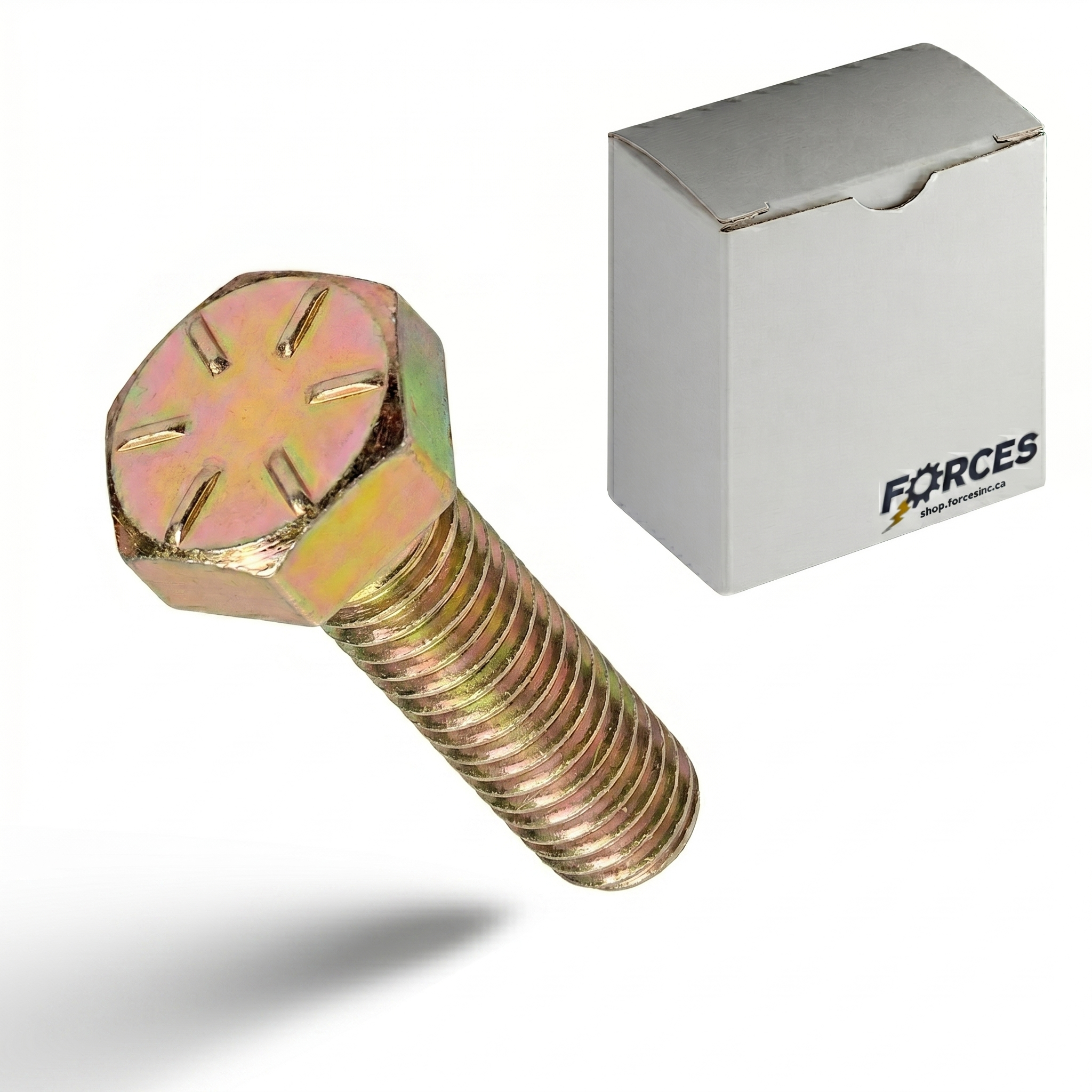 Hex Head Bolt 1/4"-20 x 1/2" Full thread - Yellow Zinc Grade 8