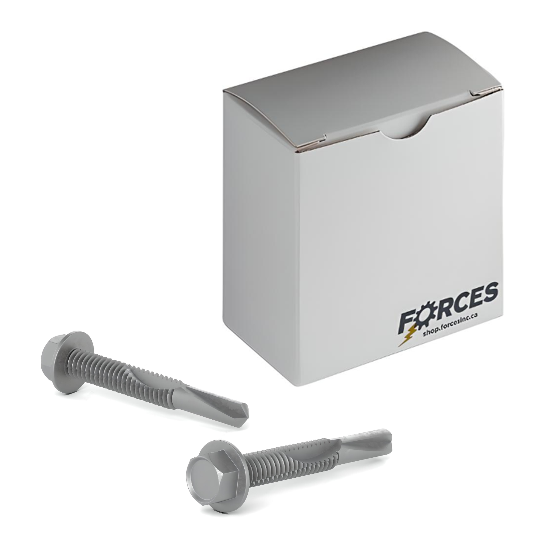 #12 x 1-1/4" Metal Screw Hex Washer Head Hex Drive #5 Self-Drilling Point - Steel Silver RUSPERT