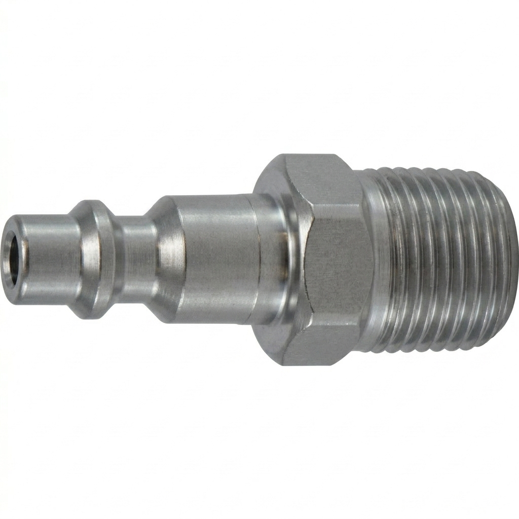 1/4" Industrial Quick Disconnect Plug x 1/4" Male Pipe NPT - 303 Stainless Steel