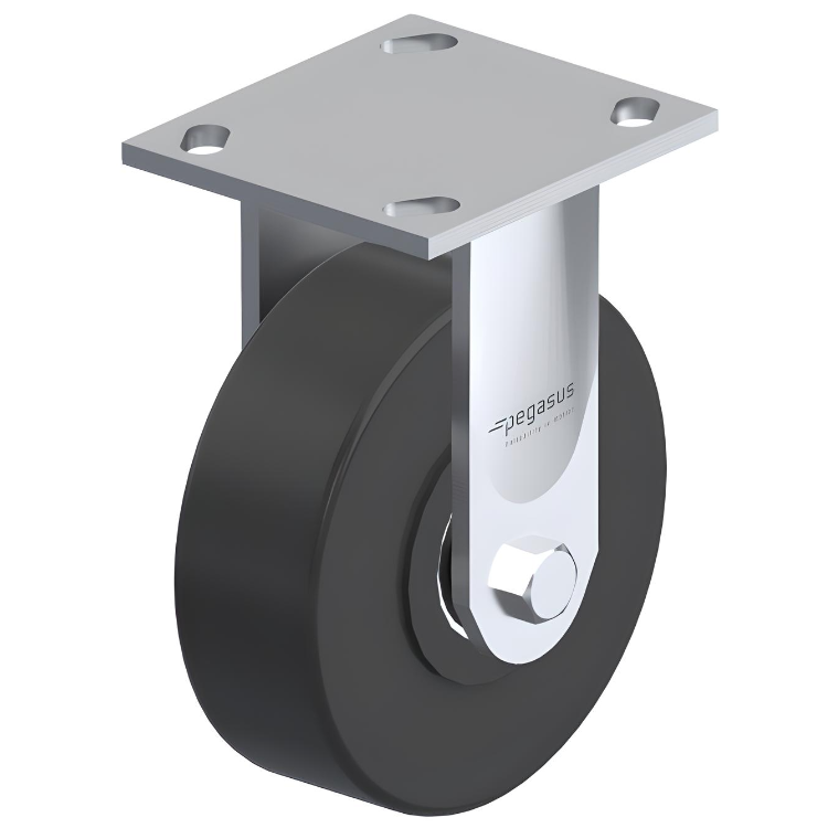 Nylon Black Caster 8" x 2" Rigid 1250 lbs Precision Ball Bearing P21 Series