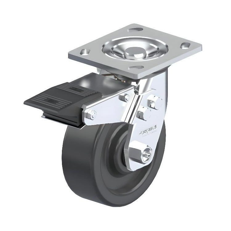 Phenolic Black Caster 6" x 2" Swivel Total Lock Brake (TB) 1200 lbs Roller Bearing P21 Series