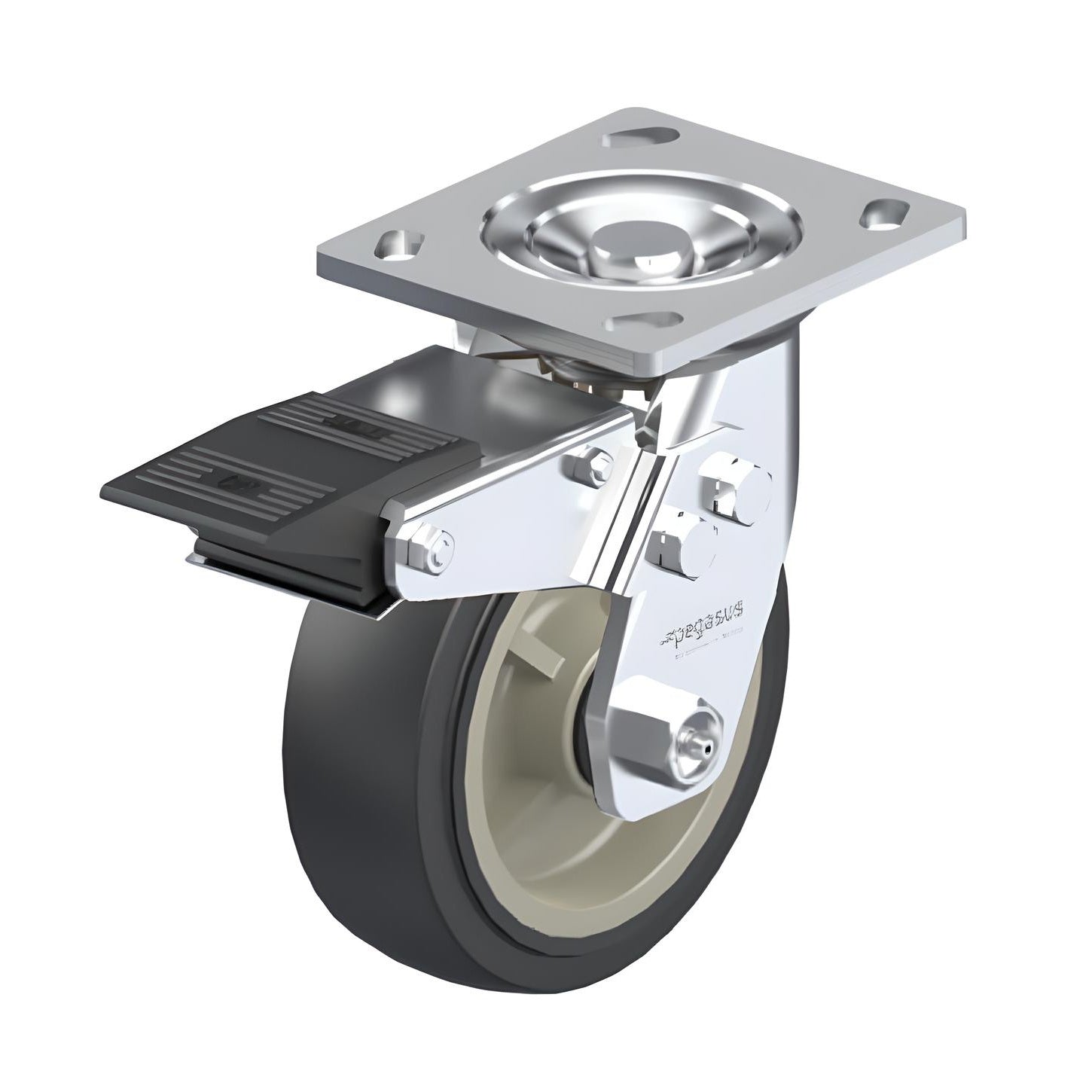 Polyurethane Grey Caster 8" x 2" Swivel Total Lock Brake (TB) 1000 lbs Roller Bearing P21 Series