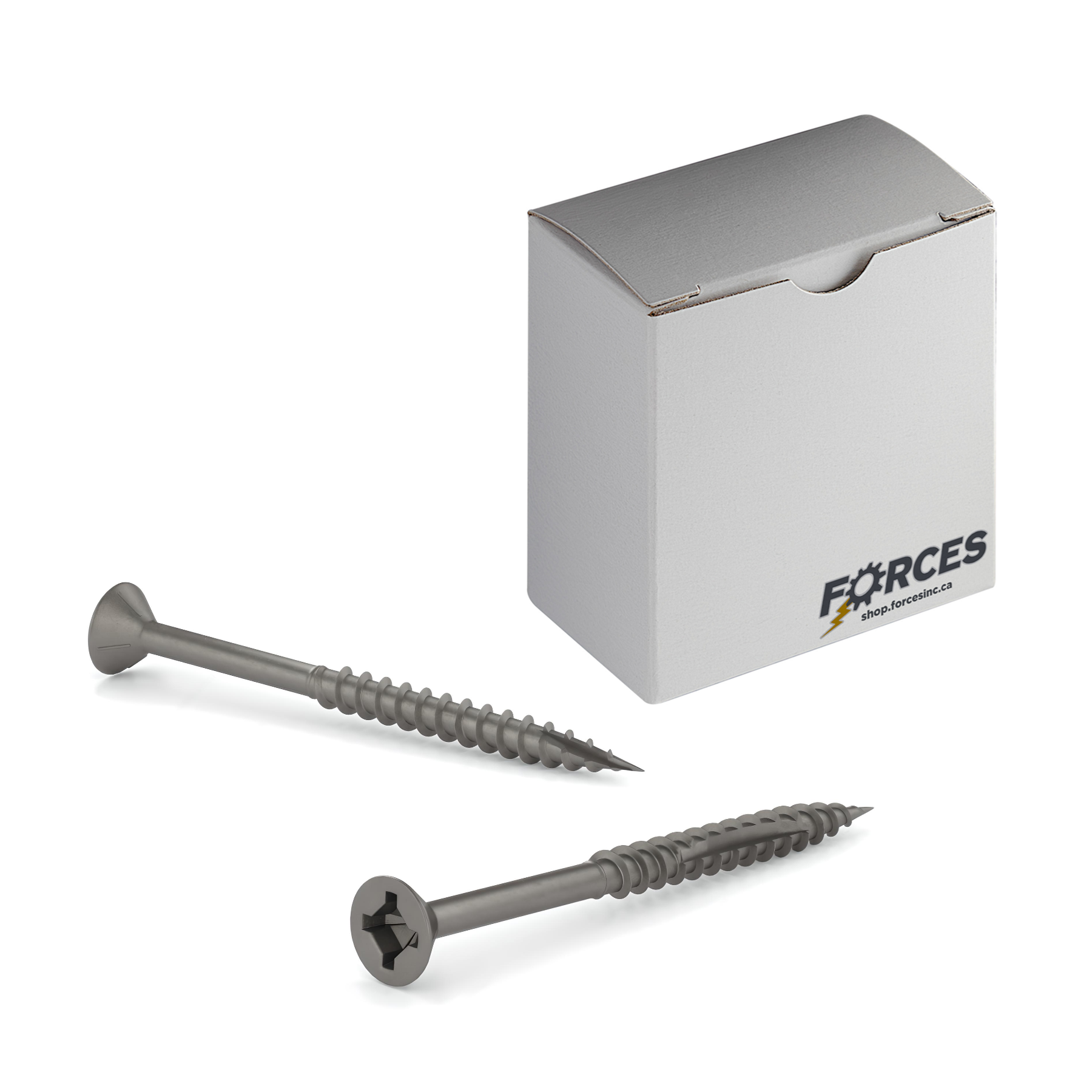 #9 x 2-1/2" Wood Screws Flat Head W/ Nibs Quadrex Drive Coarse Thread Double Cut Point Plain Steel