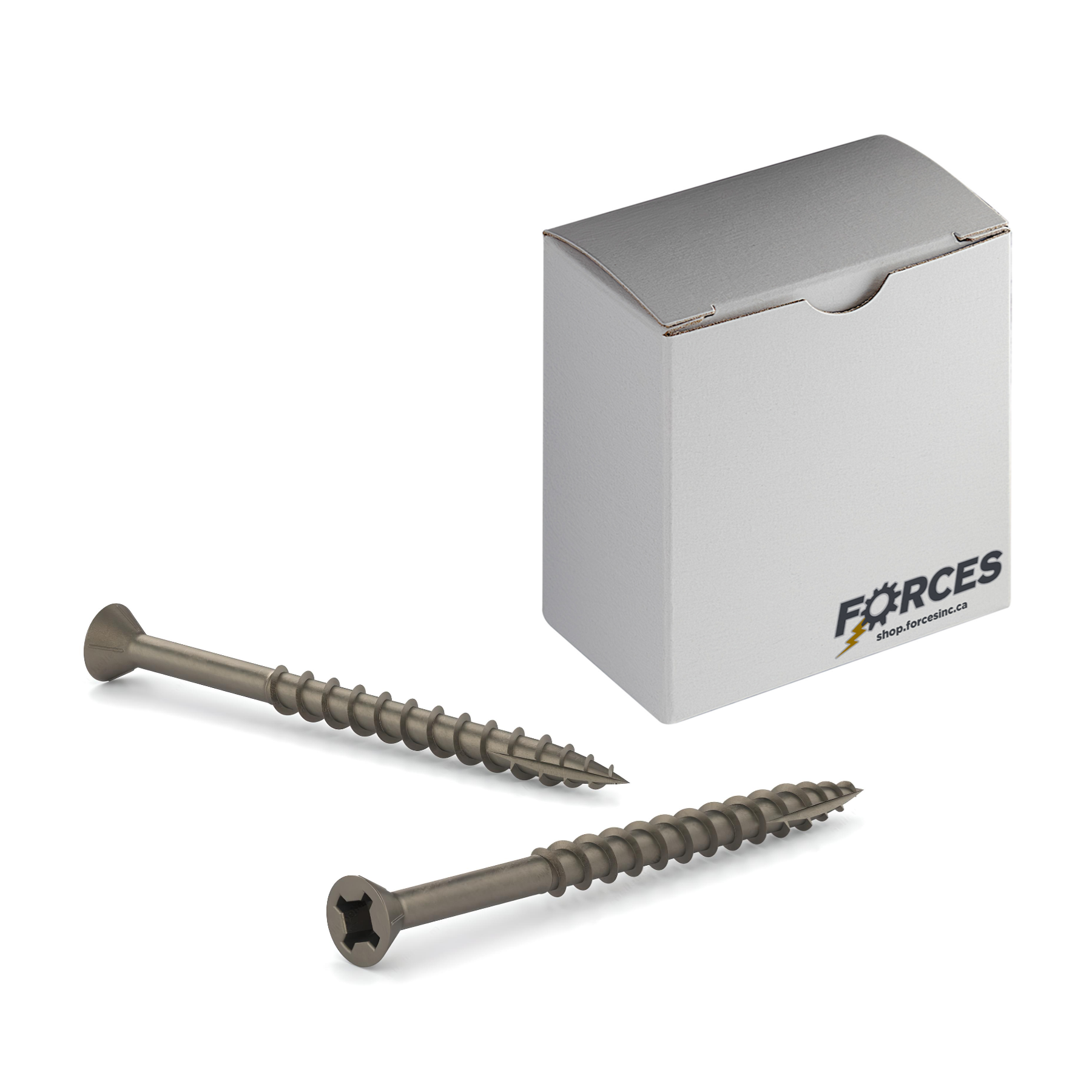 #8 x 1-3/4" Wood Screws Flat Head W/ Nibs Quadrex Drive Coarse Thread Type 17 Point Plain Steel