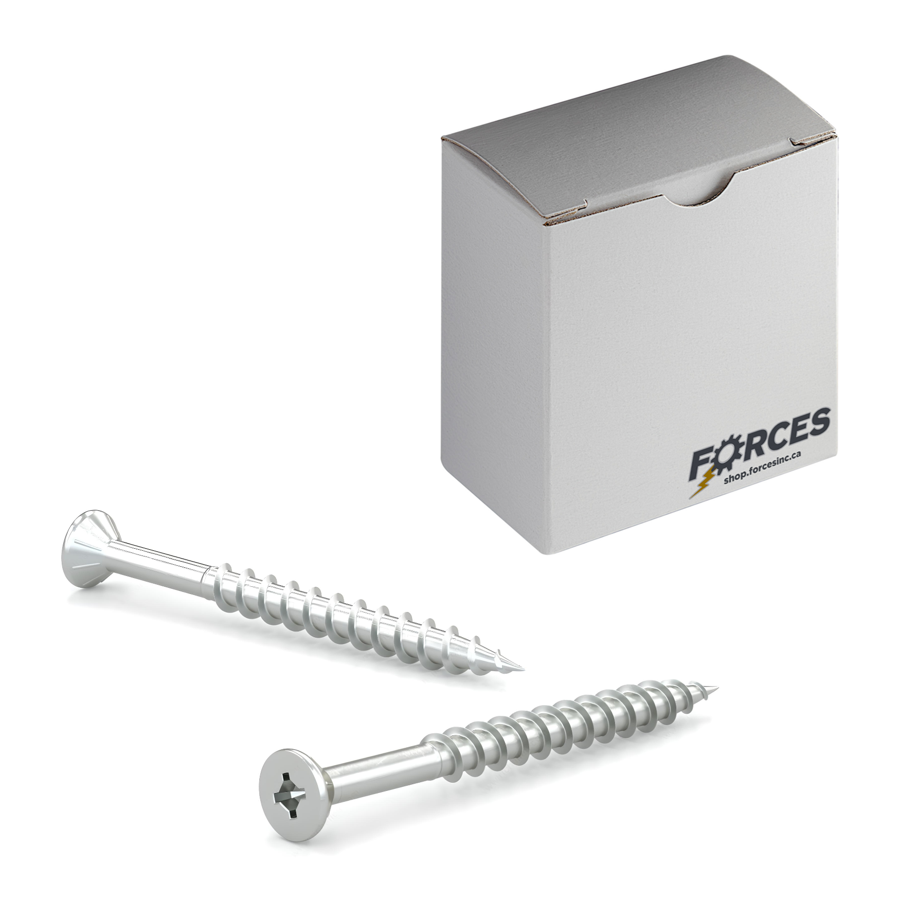 #8 x 1-1/4" Wood Screws Flat Head W/ Nibs Quadrex Drive Coarse Thread Regular Point Zinc