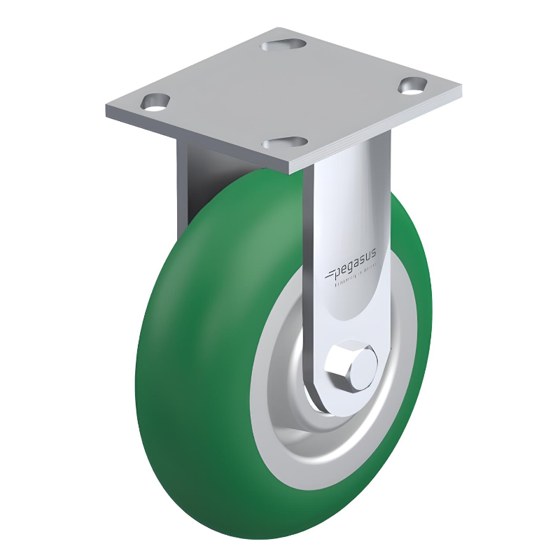 Polyurethane Green Caster 8" x 2" Rigid 1250 lbs Precision Ball Bearing P21 Series