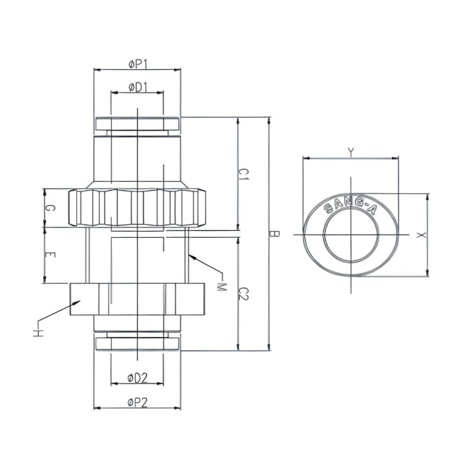 Bulkhead Union 10mm Tube Push to Connect - Polymer