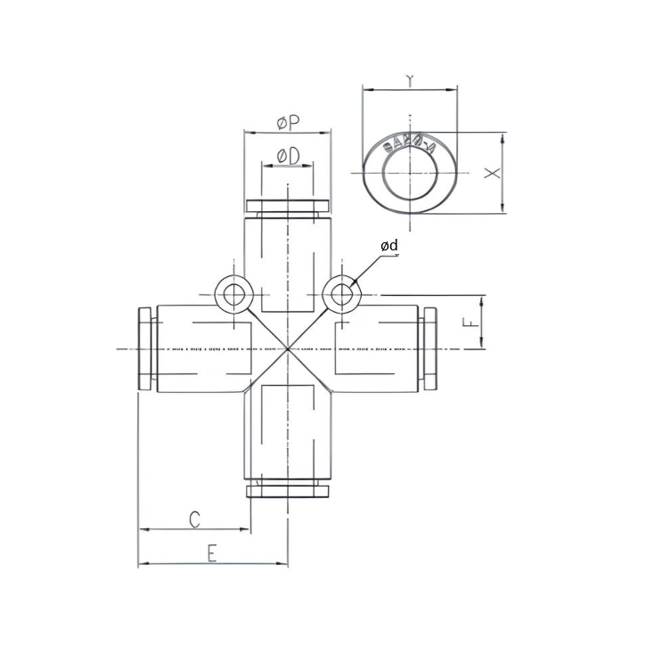 Push to Connect Cross Union 3/8" Tube OD