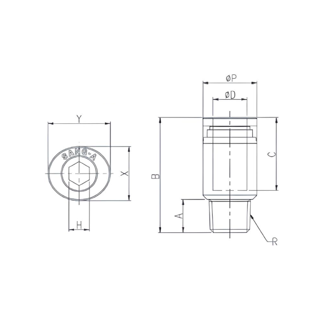 Push to Connect Straight Fitting (Round) 10mm Tube x 1/8" BSPT (R) Male