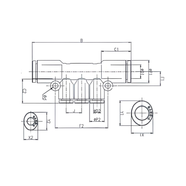 Push to Connect Manifold Union 3/8" x 1/4" Tube OD
