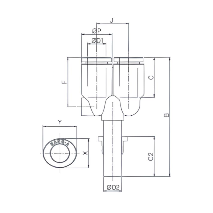 Push to Connect Wye "Y" Union Reducer 6mm Tube x 8mm Tube Plug in