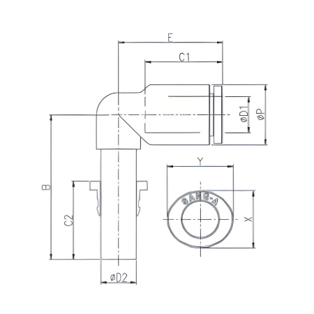 Push to Connect Plug-in Elbow 3/8" Tube x 3/8" Tube OD