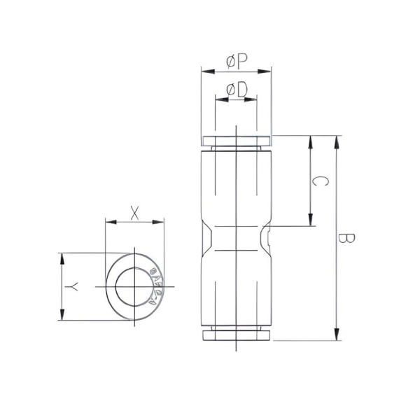 Push to Connect Straight Union 6mm x 6mm Tube OD