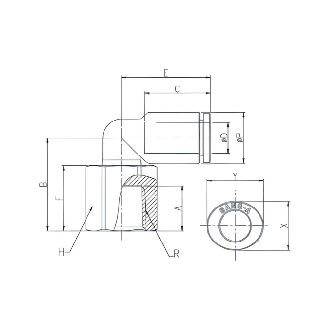 Push to Connect 90 Elbow Fitting 1/4" Tube x 1/4" NPT Female