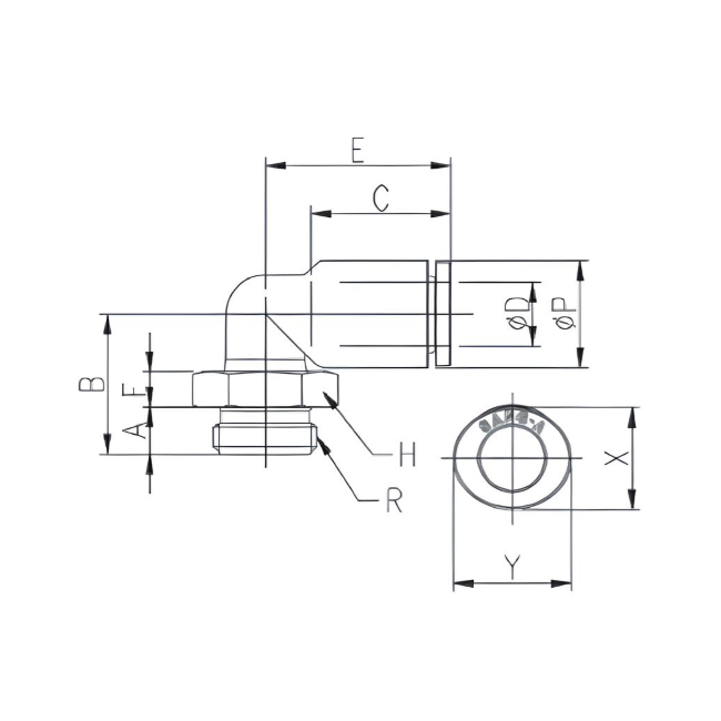 Push to Connect 90 Elbow Fitting 6mm Tube x 1/8" BSPP (G) Male