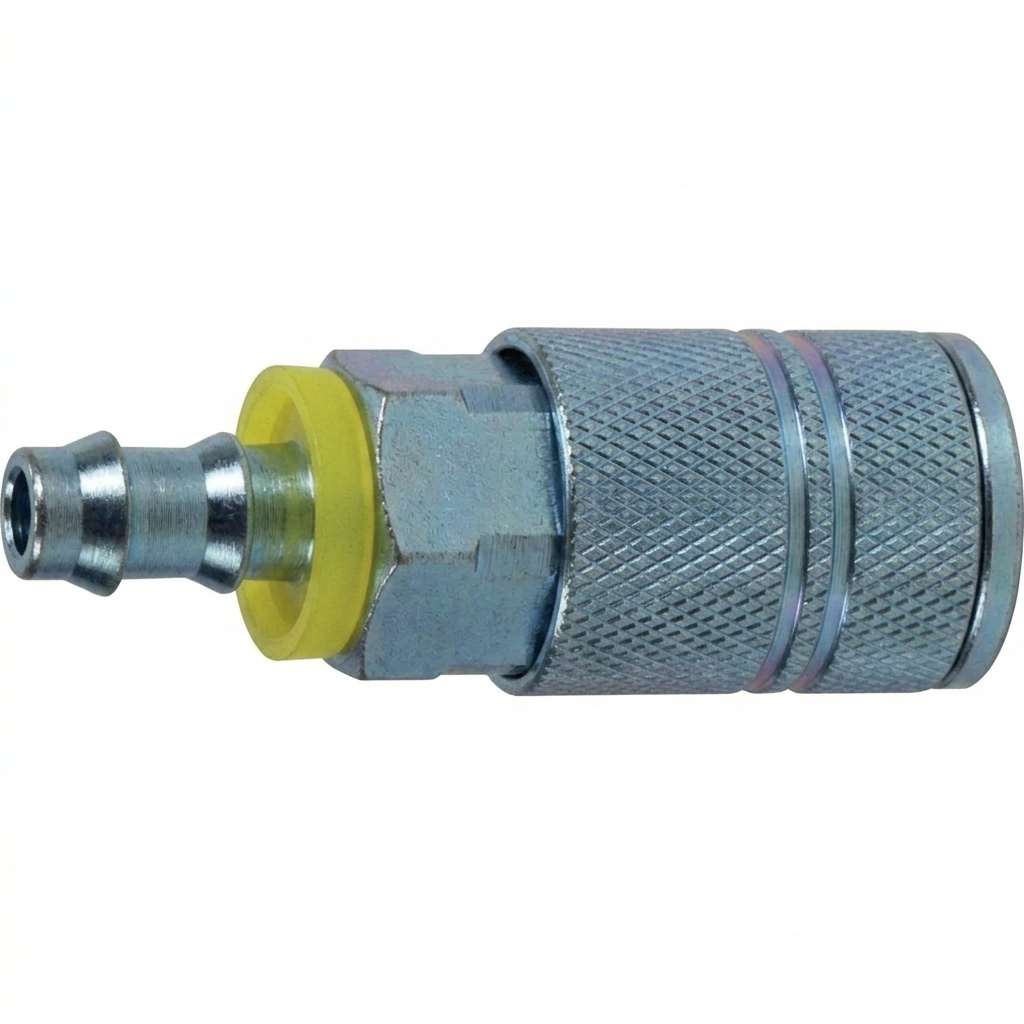1/4" Industrial Quick Disconnect Coupler x 1/4" Push-On Hose Barb - Steel