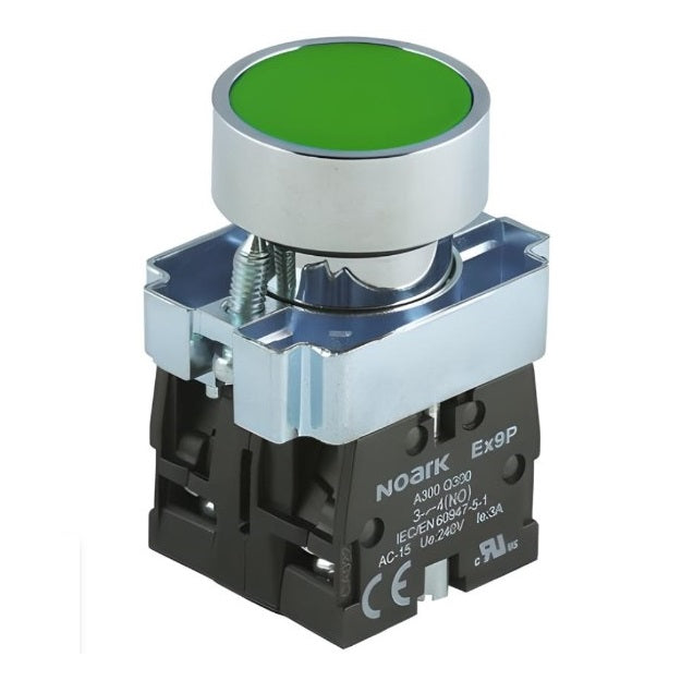 NOARK® Pushbutton 22mm Green 1NO Momentary Flush | Ex9PBA31