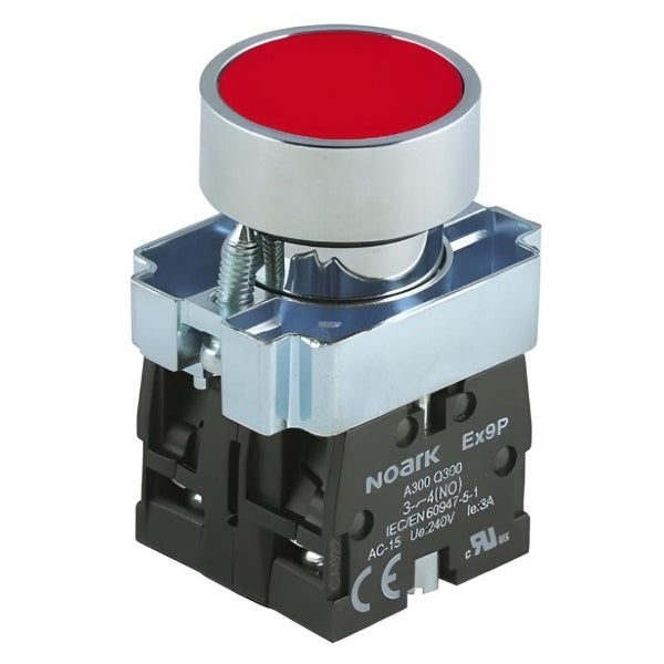 NOARK® Pushbutton 22mm Red 1NO Momentary Flush | Ex9PBA41