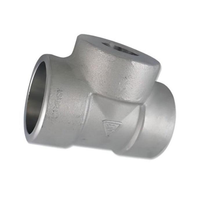 1-1/4" x 3/4" Reducing Tee Socket Weld #3000 - Stainless Steel 304/304L - Forces Inc